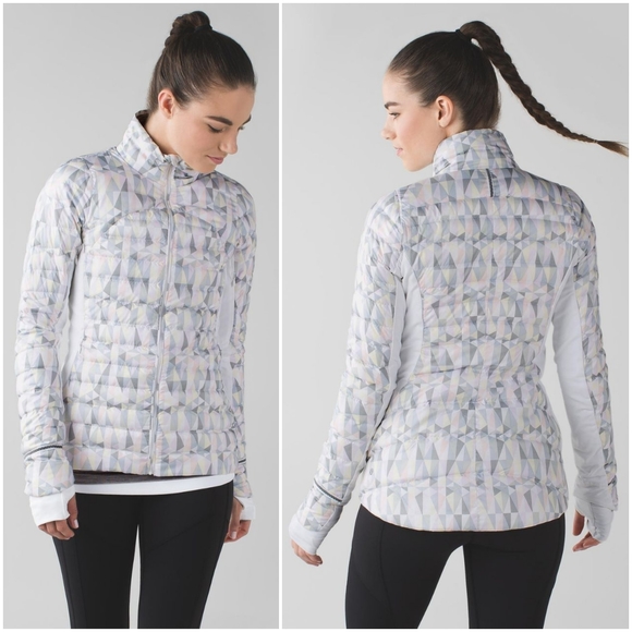 Rare Lululemon Fluff Off Jacket Stained Glass Love White Neutral Blush